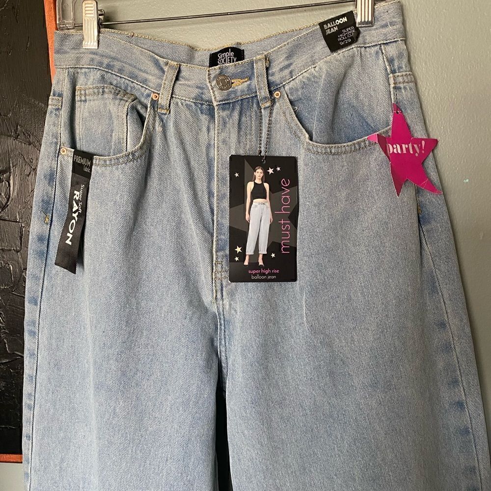 NWT Simple Society Balloon Super High Rise Jeans Women’s Size 9/29 - Picture 5 of 13